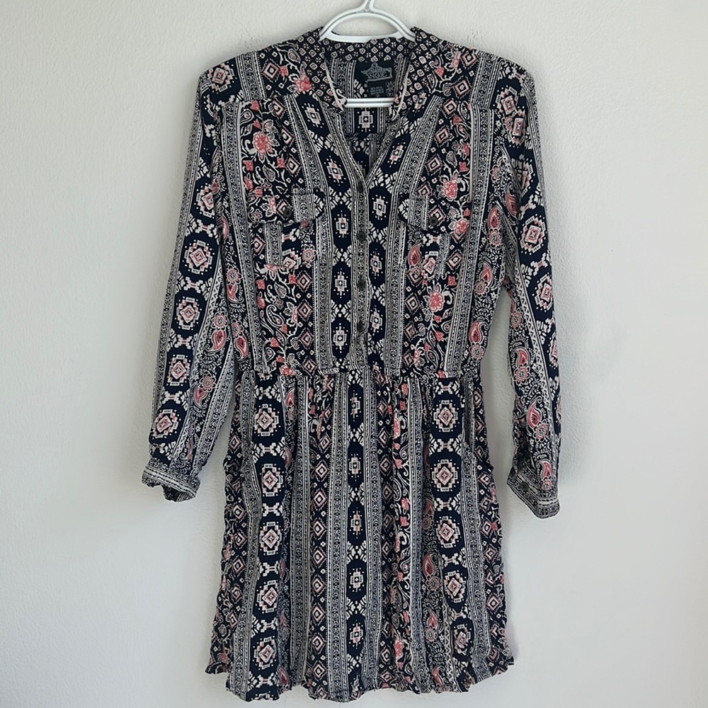 Angie Dark Blue Boho Mini Dress